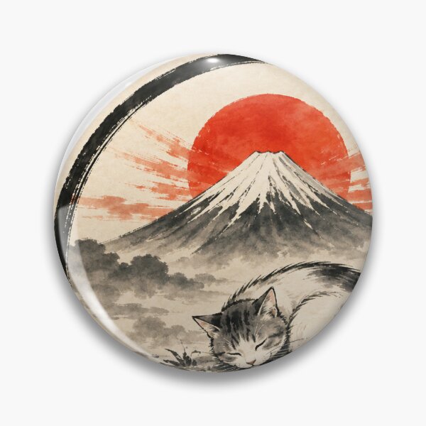 Item preview, Sleeping Cat and Mount Fuji Ink Art – Tomorrow Me Can Handle It designed and sold by ArtPrintPov.
