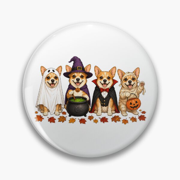 Item preview, Cute Corgi Halloween Ghost Witch Vampire Mummy Grid designed and sold by ElcastDesigns.