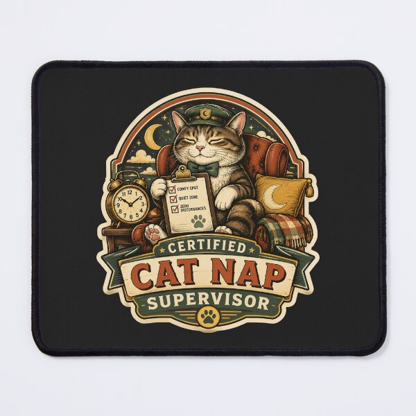 Item preview, Certified Cat Nap Supervisor Funny Cat Sticker designed and sold by -DEEWOLF-.