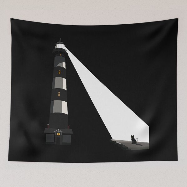 Item preview, Black Cat Lighthouse – Mysterious Night Light designed and sold by Sfumata Illustration.