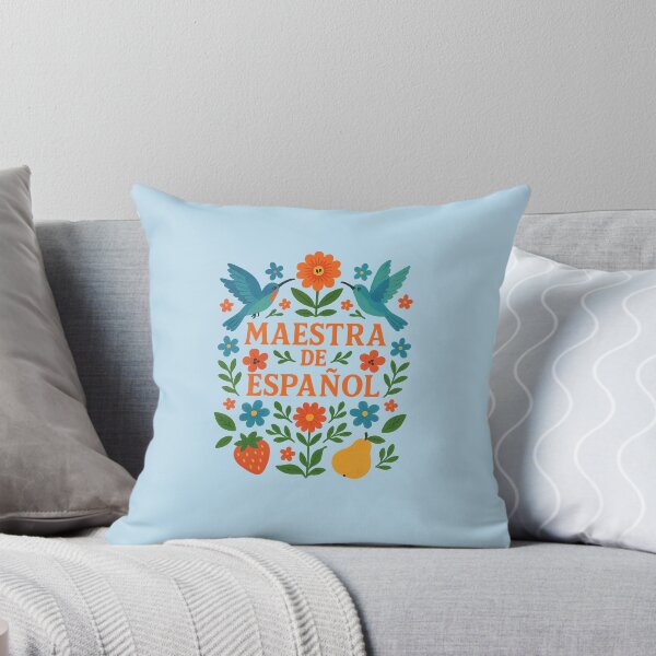 Item preview,  Maestra de Español – Folk Art Blue Birds & Flowers Teacher Shirt designed and sold by Novel Works Studio.