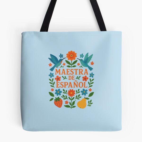 Item preview,  Maestra de Español – Folk Art Blue Birds & Flowers Teacher Shirt designed and sold by Novel Works Studio.
