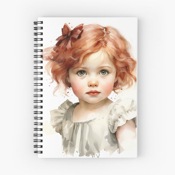 Item preview, Crimson Curls - A Redhaired Toddler Girl In A Vintage Portrait - Children Art - Watercolor Art designed and sold by CastleBySea.