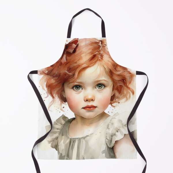 Item preview, Crimson Curls - A Redhaired Toddler Girl In A Vintage Portrait - Children Art - Watercolor Art designed and sold by CastleBySea.