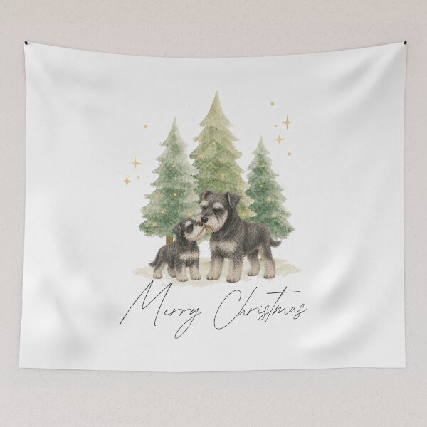 Item preview, Merry Christmas Salt and Pepper Miniature Schnauzer Watercolor designed and sold by ZoesPlace.