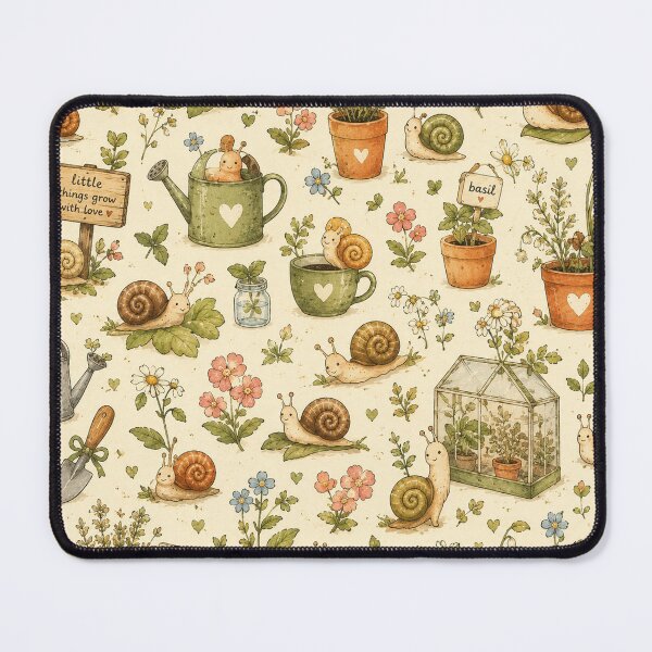 Item preview, Tiny Garden Snails Seamless Pattern – Cute Cottagecore Garden & Nature Aesthetic designed and sold by RJACreative.