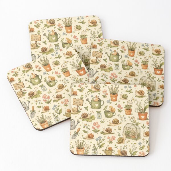 Item preview, Tiny Garden Snails Seamless Pattern – Cute Cottagecore Garden & Nature Aesthetic designed and sold by RJACreative.