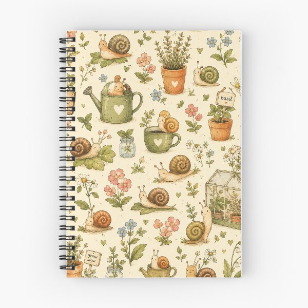 Item preview, Tiny Garden Snails Seamless Pattern – Cute Cottagecore Garden & Nature Aesthetic designed and sold by RJACreative.