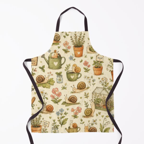 Item preview, Tiny Garden Snails Seamless Pattern – Cute Cottagecore Garden & Nature Aesthetic designed and sold by RJACreative.