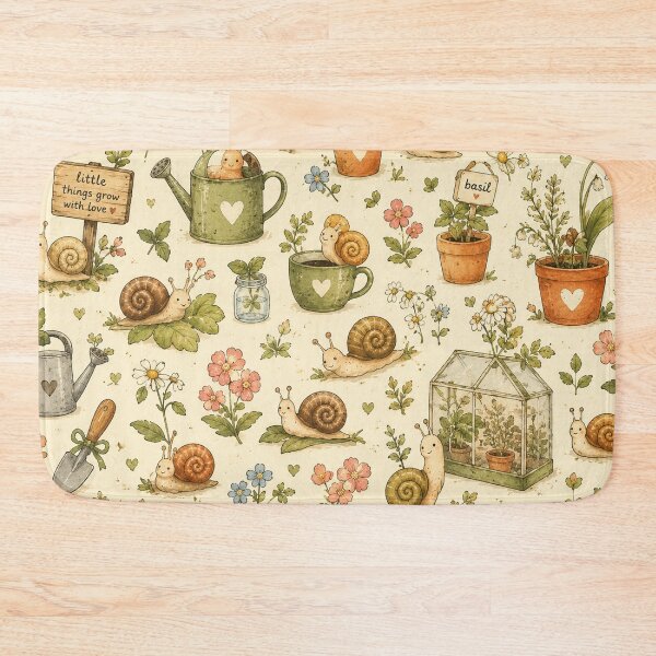 Item preview, Tiny Garden Snails Seamless Pattern – Cute Cottagecore Garden & Nature Aesthetic designed and sold by RJACreative.