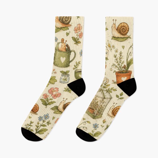 Item preview, Tiny Garden Snails Seamless Pattern – Cute Cottagecore Garden & Nature Aesthetic designed and sold by RJACreative.