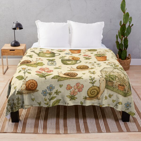 Item preview, Tiny Garden Snails Seamless Pattern – Cute Cottagecore Garden & Nature Aesthetic designed and sold by RJACreative.