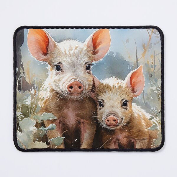 Item preview, Happy Hoglets - Two Piglets In A Yard - Animal Art - Watercolor Art designed and sold by CastleBySea.