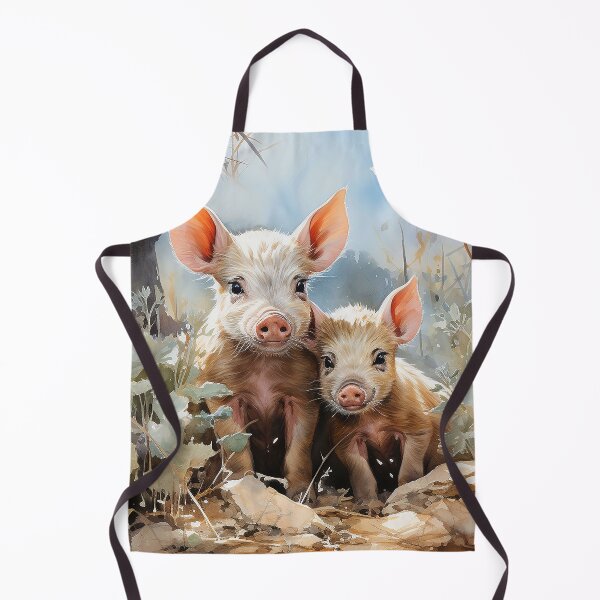 Item preview, Happy Hoglets - Two Piglets In A Yard - Animal Art - Watercolor Art designed and sold by CastleBySea.