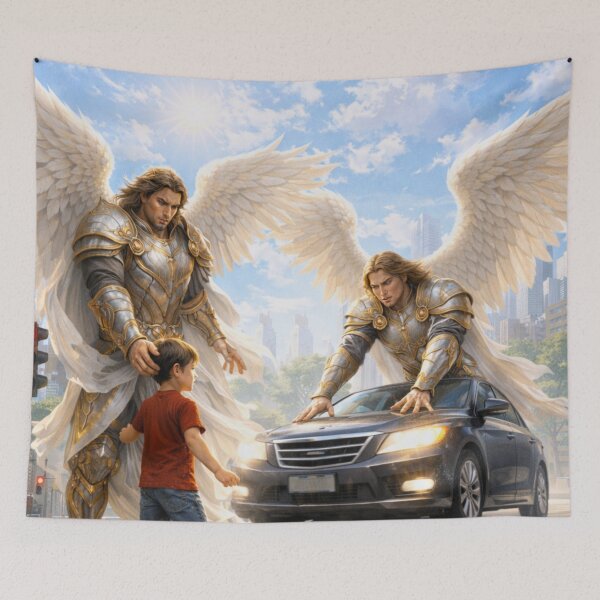 Item preview, Guardian Angel Protecting a Child – Unseen Protection designed and sold by Dexters Inspiring Creations.