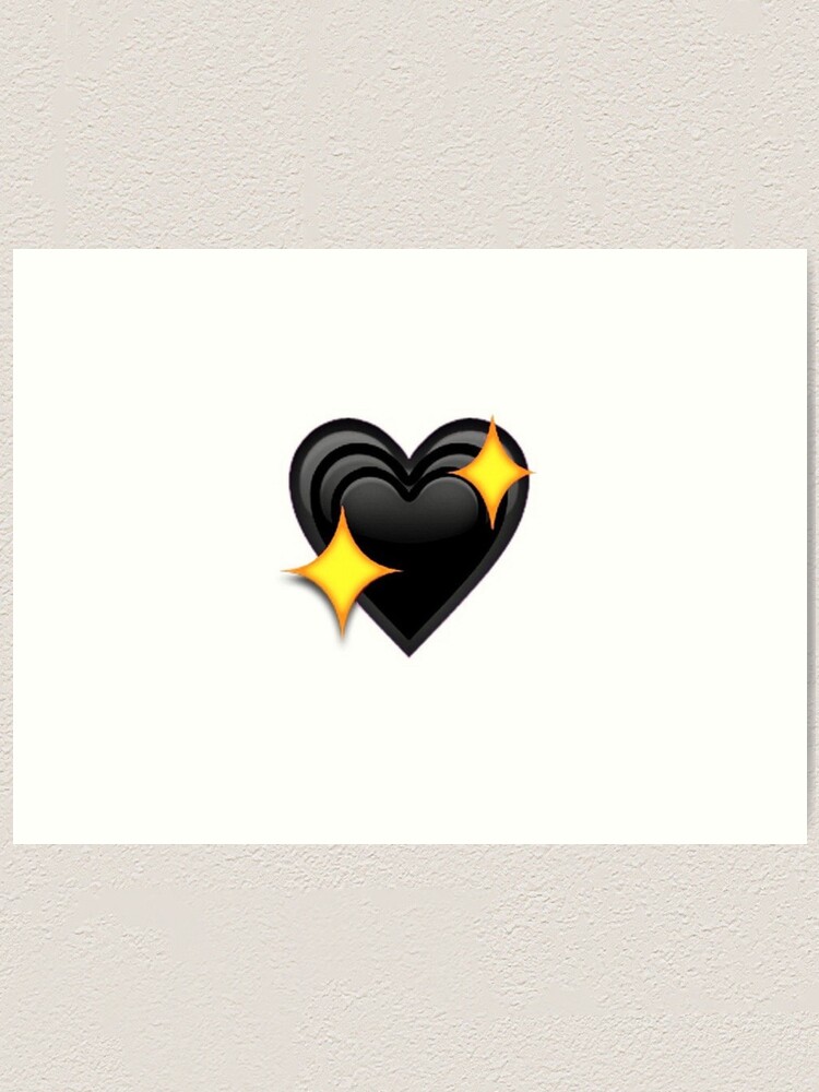 Black Heart Emoji Art Print By Phantastique Redbubble 3442