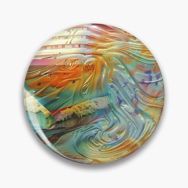Item preview, Fantasy Cruise: Psychedelic Ship on Colorful Waves designed and sold by NatureCanvaCo.