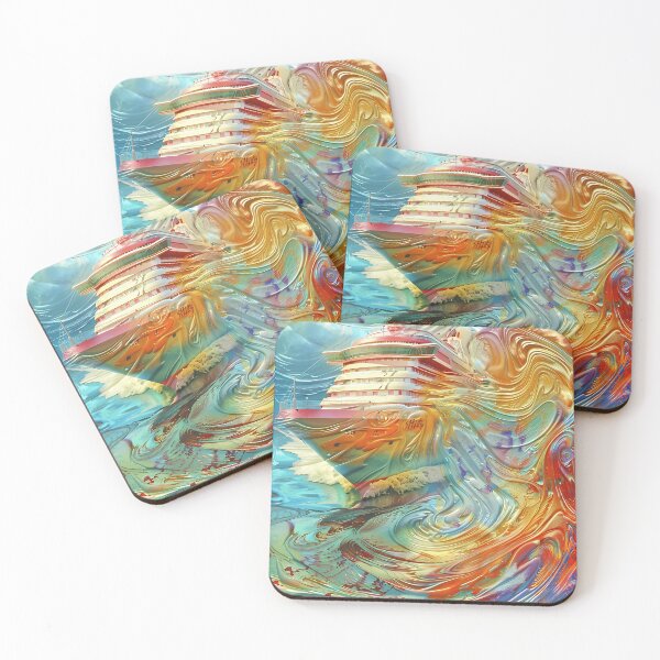 Item preview, Fantasy Cruise: Psychedelic Ship on Colorful Waves designed and sold by NatureCanvaCo.