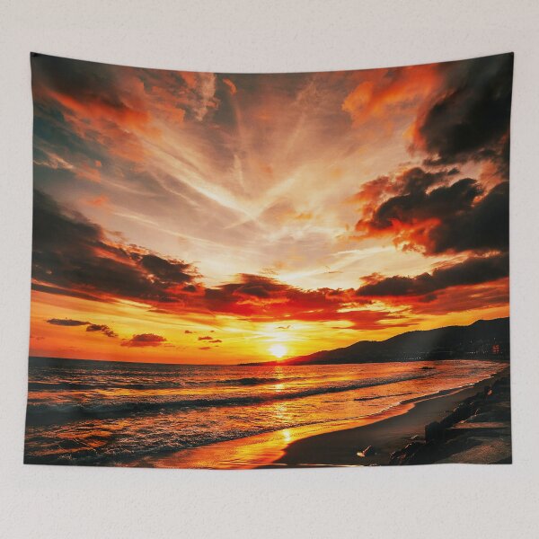 Item preview, Golden Sunset Over a Dramatic Coastal Beach designed and sold by Exodoi.