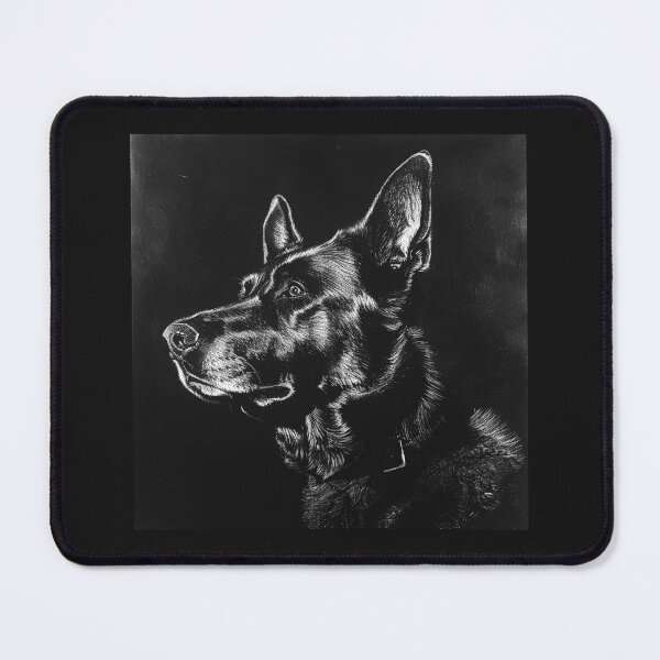 Item preview, Black German Shepherd Portrait – Monochrome Dog Art designed and sold by inkoutninja.