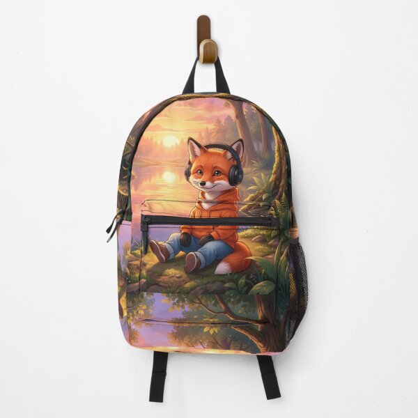 Item preview, Cute Fox Hoodie Headphones Sunset designed and sold by DWolf04.