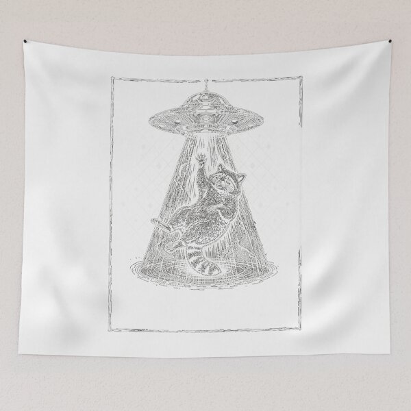 Item preview, Funny Raccoon UFO Alien Vintage Space Gift Men Women Kids designed and sold by MathiasFuchs.
