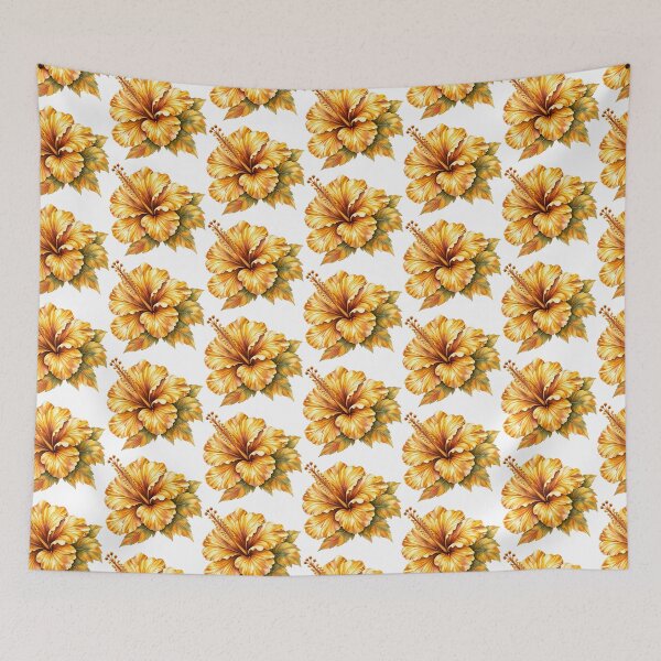Item preview, Single Golden Autumn Hibiscus | Golden Watercolor Botanical Art designed and sold by Nolmo.