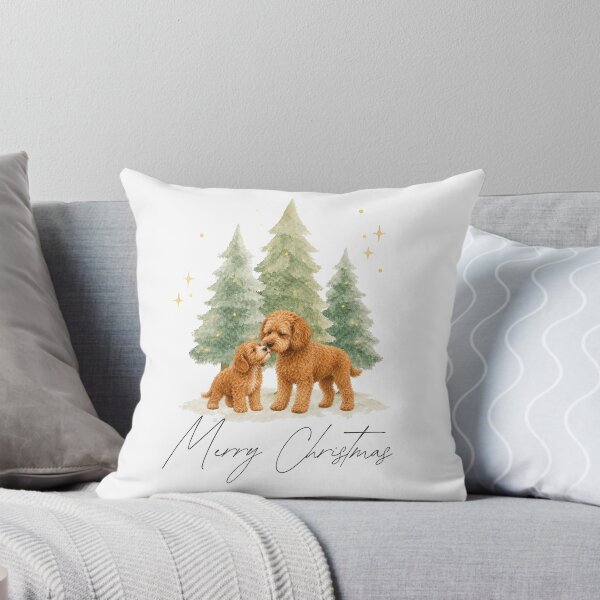 Item preview, Merry Christmas Red Cavoodle Watercolor designed and sold by ZoesPlace.