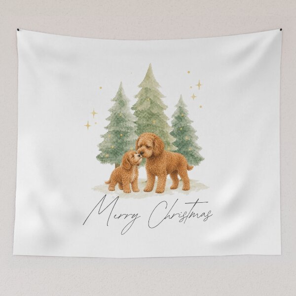 Item preview, Merry Christmas Red Cavoodle Watercolor designed and sold by ZoesPlace.