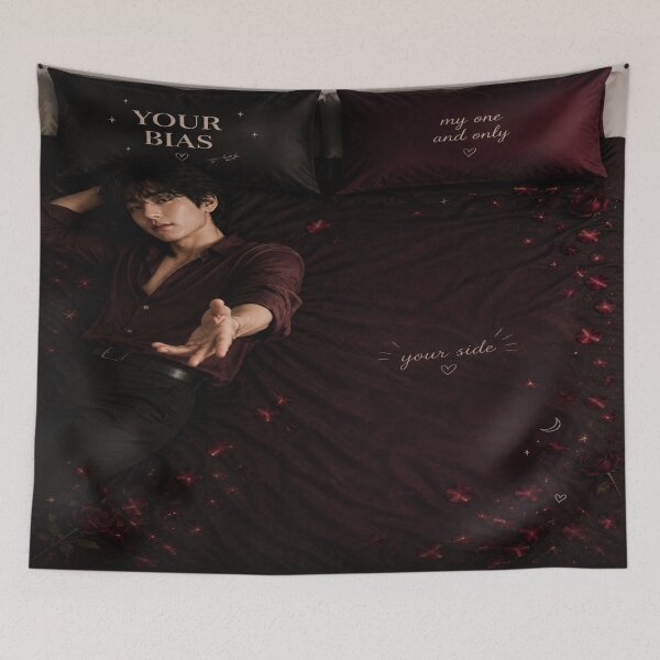 Item preview, Your Bias Is Waiting – Burgundy K-Pop Bedroom Duvet designed and sold by Boreal Apparel.