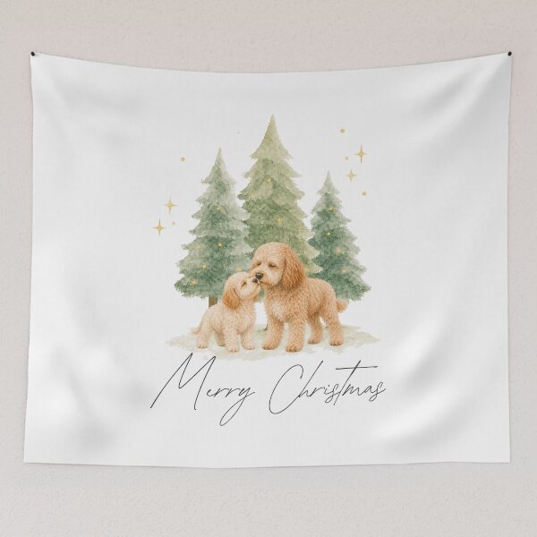 Item preview, Merry Christmas Cream Cavoodle Watercolor designed and sold by ZoesPlace.