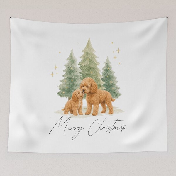 Item preview, Merry Christmas Apricot Cavoodle Watercolor designed and sold by ZoesPlace.
