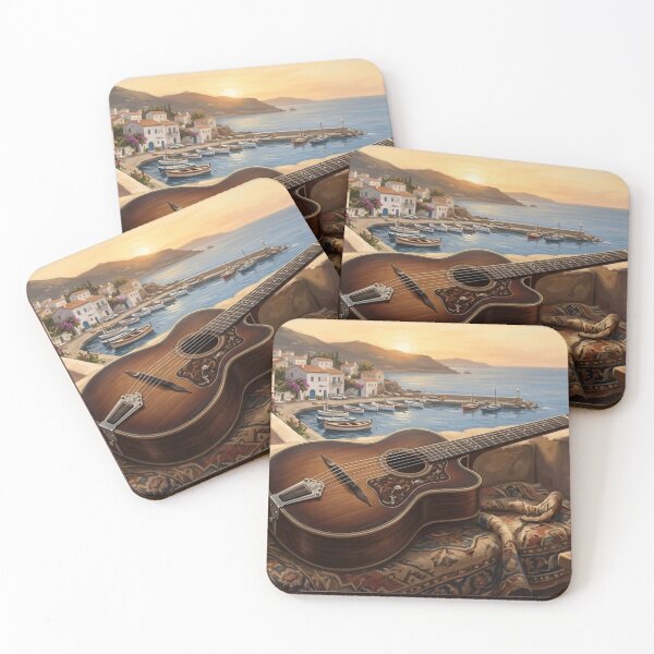Item preview, Mediterranean Serenade - Guitar, wine and sunny village designed and sold by NeyhineAngelionShop.