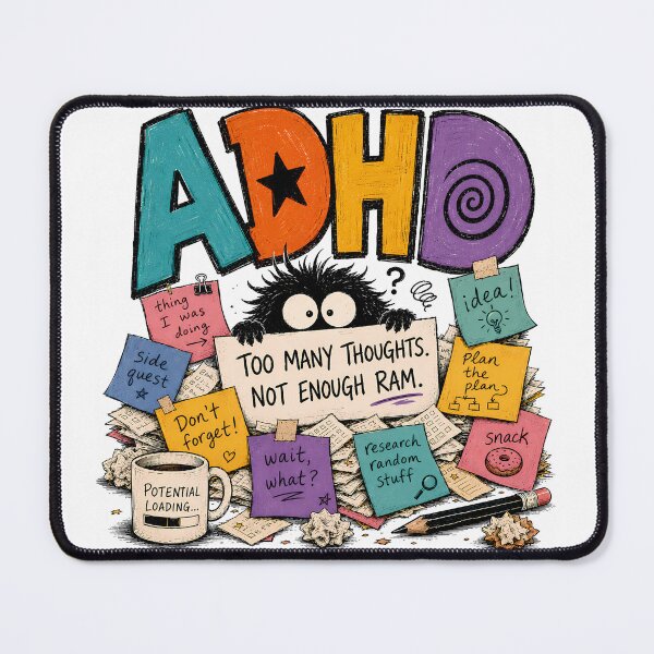 Item preview, ADHD Too Many Thoughts Not Enough RAM Funny ADHD Neurodivergent Humor designed and sold by Marti’s Shop Corner.