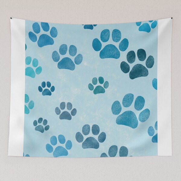 Item preview, Big Cyan and Light blue Paw Prints  designed and sold by TedraOrtega.