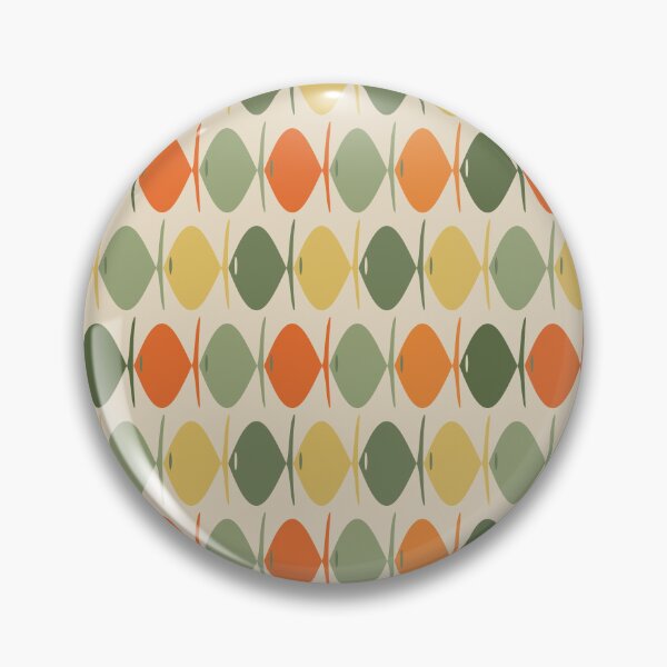 Item preview, Retro Fish Stripes Midcentury Modern Muted Mossy Green Orange Yellow Pattern designed and sold by kierkegaard.