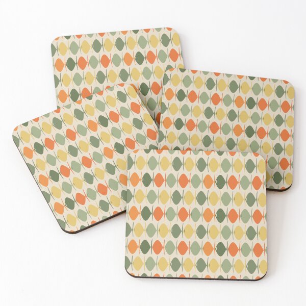 Item preview, Retro Fish Stripes Midcentury Modern Muted Mossy Green Orange Yellow Pattern designed and sold by kierkegaard.