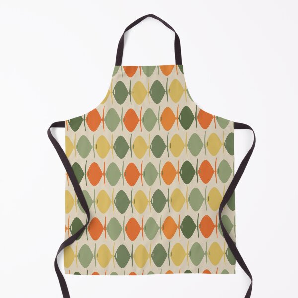 Item preview, Retro Fish Stripes Midcentury Modern Muted Mossy Green Orange Yellow Pattern designed and sold by kierkegaard.