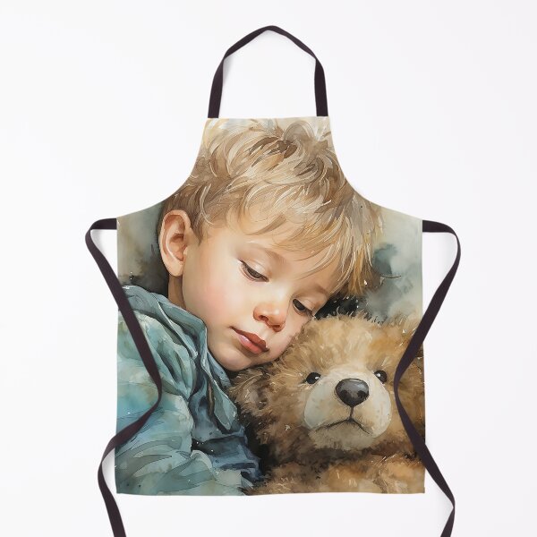 Item preview, Sleepy Snuggles - A Little Boy Hugs His Teddy Bear In Bed - Children Art - Watercolor Art designed and sold by CastleBySea.
