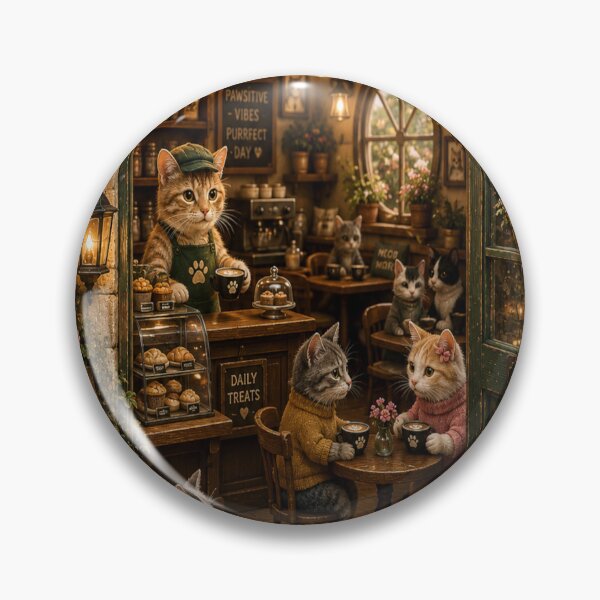 Item preview, Cozy Tiny Cat Café – Cats, Coffee & Cottagecore designed and sold by GSizzle1.