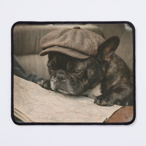 Item preview, Bulldog Reading a Map Wall Art | Adventurous Dog Travel Portrait | Retro Photography Aesthetic Vintage Explorer Print designed and sold by PaintedPixels01.