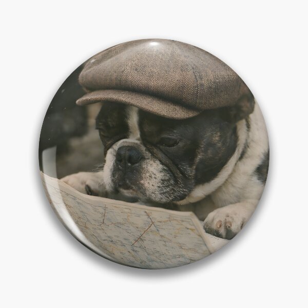 Item preview, Bulldog Reading a Map Wall Art | Adventurous Dog Travel Portrait | Retro Photography Aesthetic Vintage Explorer Print designed and sold by PaintedPixels01.