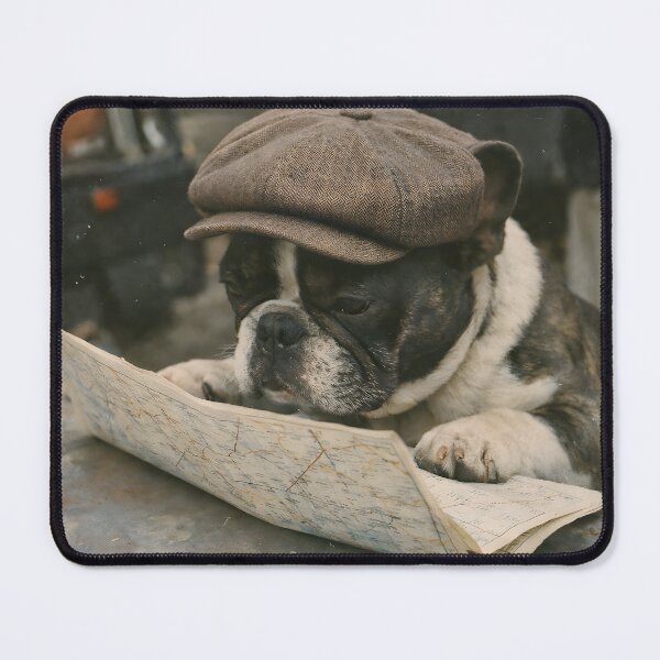 Item preview, Bulldog Reading a Map Wall Art | Adventurous Dog Travel Portrait | Retro Photography Aesthetic Vintage Explorer Print designed and sold by PaintedPixels01.