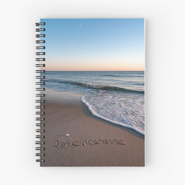 Item preview, Welcome Inscription In Sand At Dusk Under Crescent Moon designed and sold by chase-thewave.