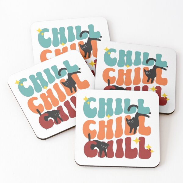 Item preview, Chill Chill Chill Retro Black Cats - Groovy 70s Typography Art designed and sold by GenZFashion000.
