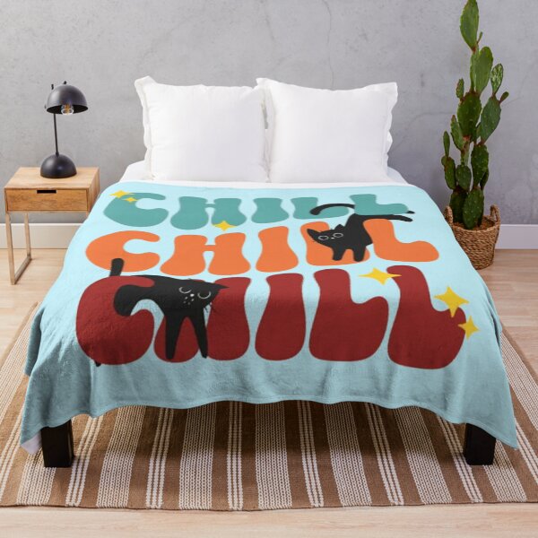 Item preview, Chill Chill Chill Retro Black Cats - Groovy 70s Typography Art designed and sold by GenZFashion000.