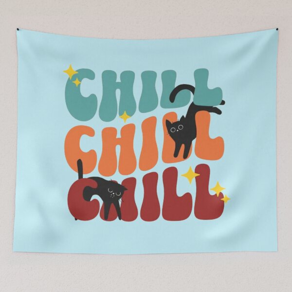 Item preview, Chill Chill Chill Retro Black Cats - Groovy 70s Typegraphy Art designed and sold by GenZFashion000.