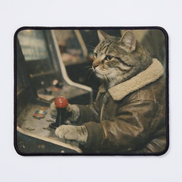 Item preview, Cat Playing Video Games Wall Art | Cool Feline Gamer Portrait | Retro Photography Aesthetic Nostalgic Vintage Print designed and sold by PaintedPixels01.