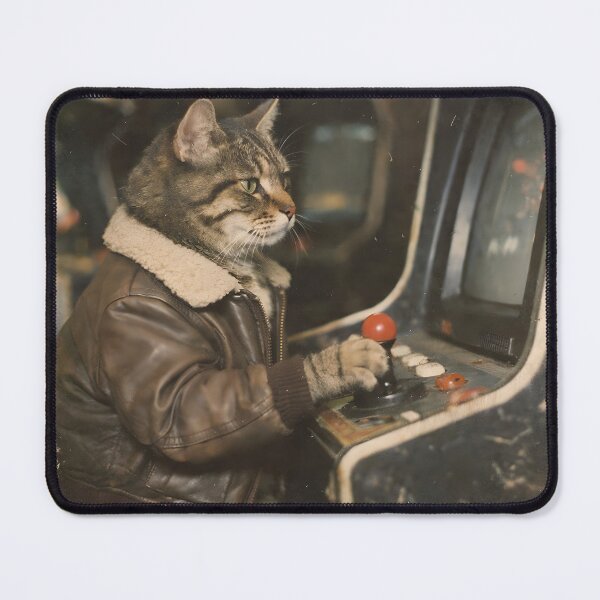 Item preview, Cat Playing Video Games Wall Art | Cool Feline Gamer Portrait | Retro Photography Aesthetic Nostalgic Vintage Print designed and sold by PaintedPixels01.
