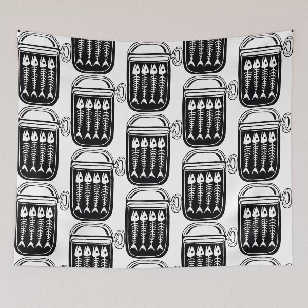 Item preview, Skeleton Sardine Tin Funny Halloween Canned Seafood Art designed and sold by RhinoClothings.